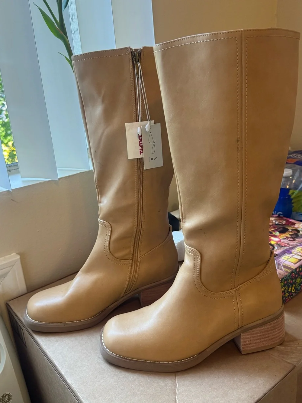 NWT Joie Tan Knee High Boots Size 8.5 | Block Heel | Retail $70